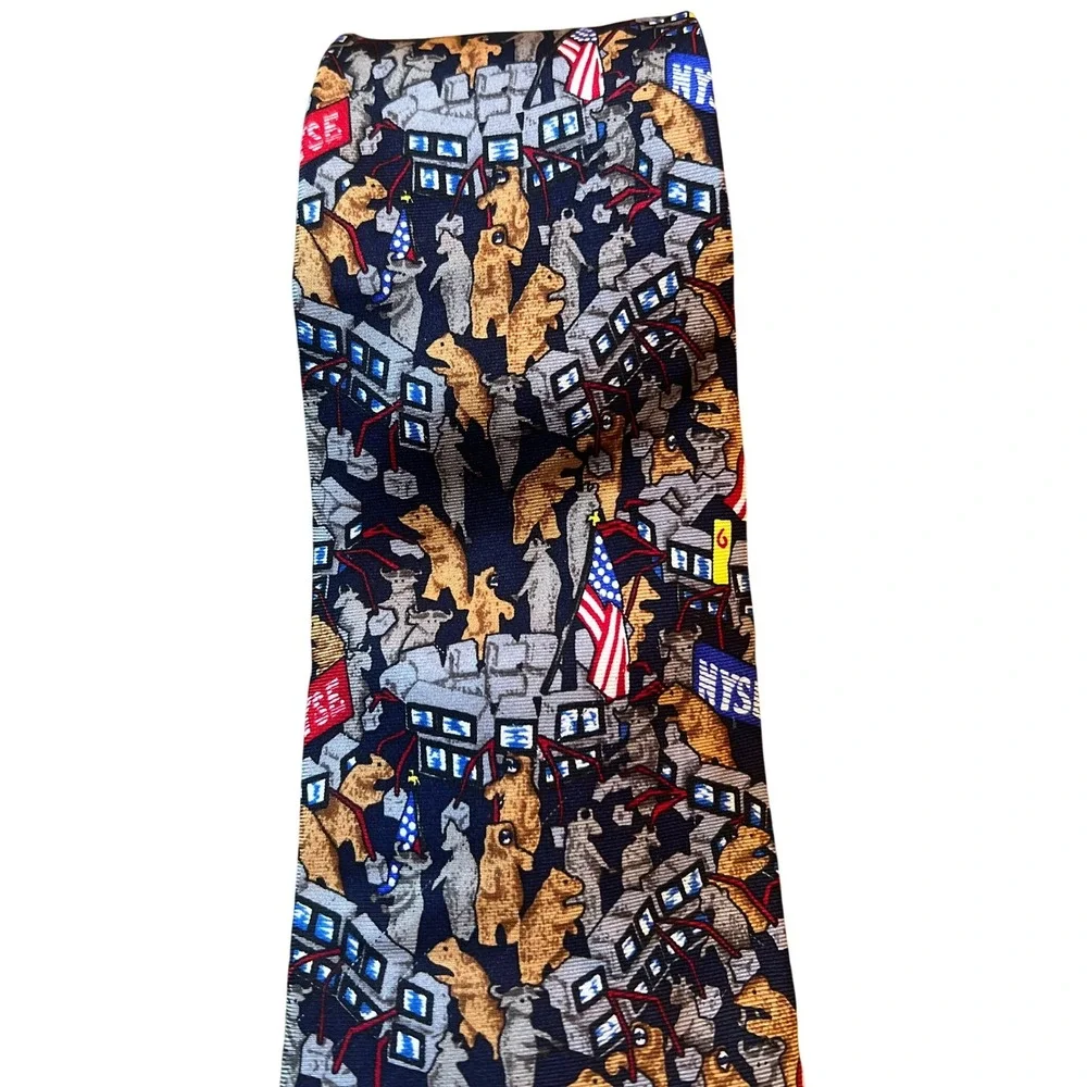 Alyn Neckwear Novelty Tie‎ Bulls and Bears NYSE American Flags